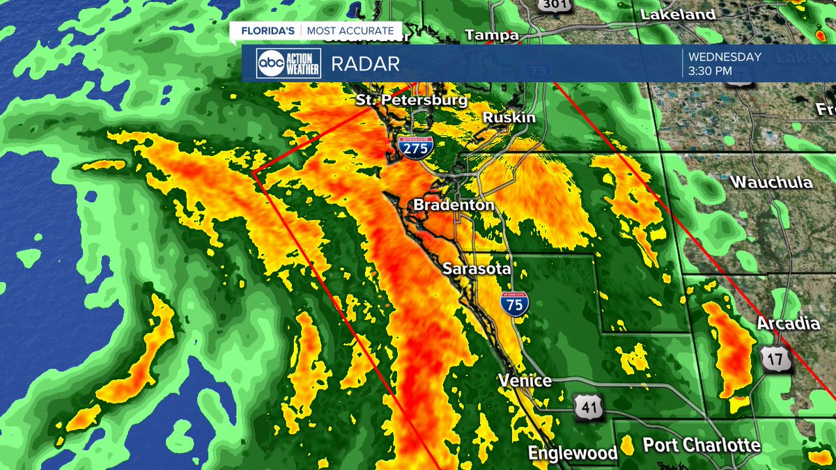 Eta Update: The heaviest bands associated with Eta are now moving through Sarasota and Manatee counties. In the next few hours, these areas should expect winds of 45 to 55 mph with higher gusts. Next up. Pinellas and Hillsborough.