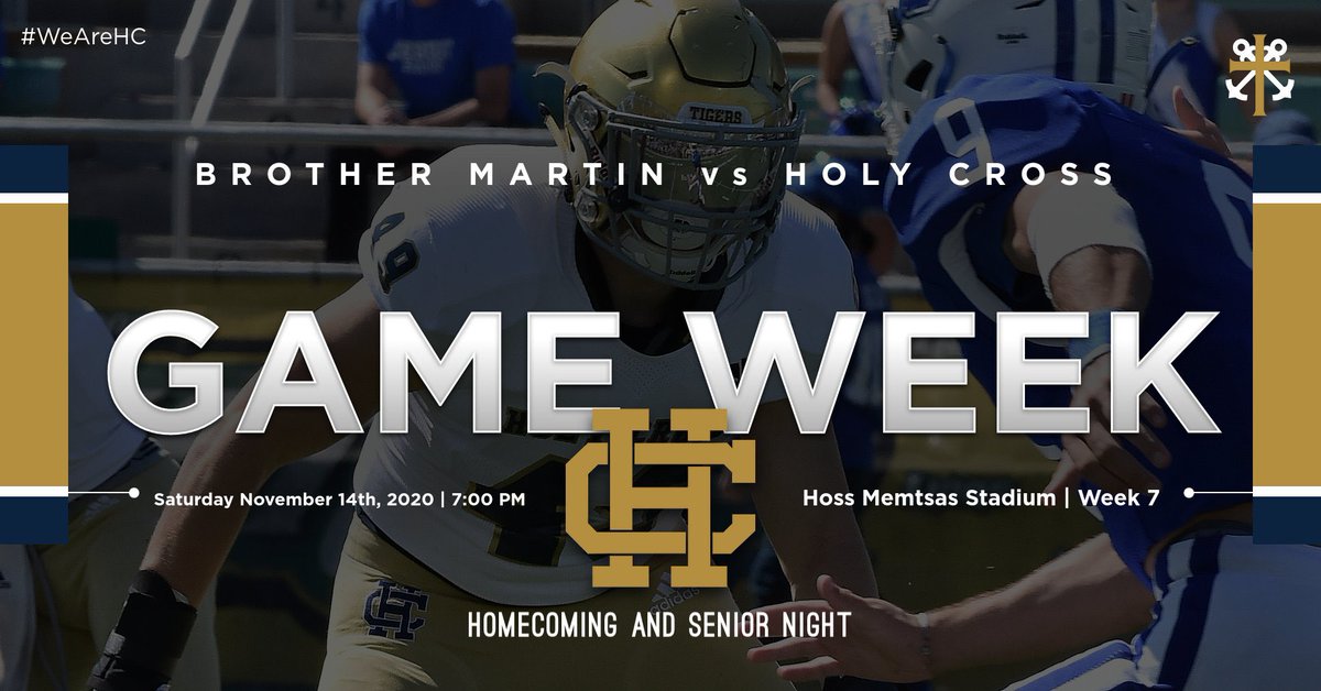**GAME WEEK | WEEK 7**

It’s HOMECOMING and SENIOR NIGHT (11/14) as the TIGERS host the Brother Martin Crusaders! Kickoff is set for 7:00 PM at Hoss Memtsas Stadium. Come out and support your TIGERS! 

#WeAreHC #COMPETE