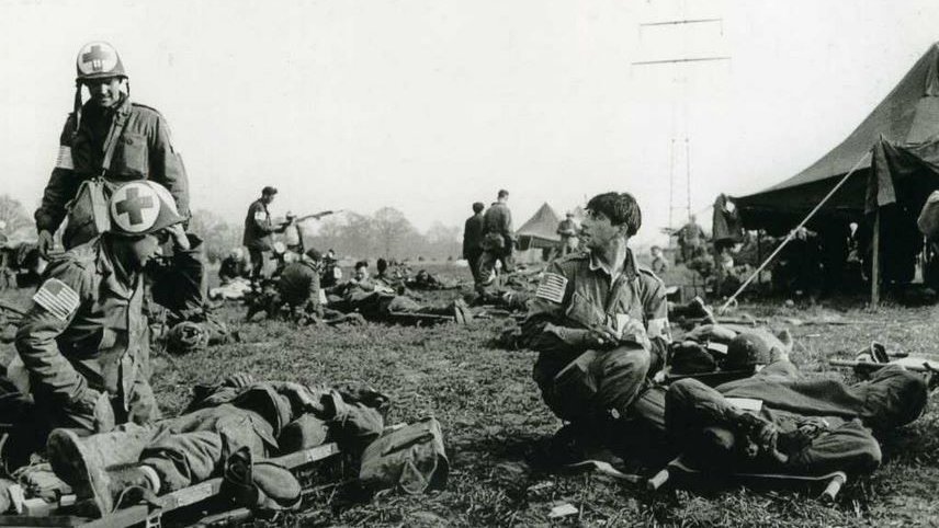 10. That was good news for the men below. They needed him that bloody morning. Many had been shot on their way down.So Topham got to work, rushing from one injured paratrooper to the next: performing first aid, tending to wounds, saving lives.