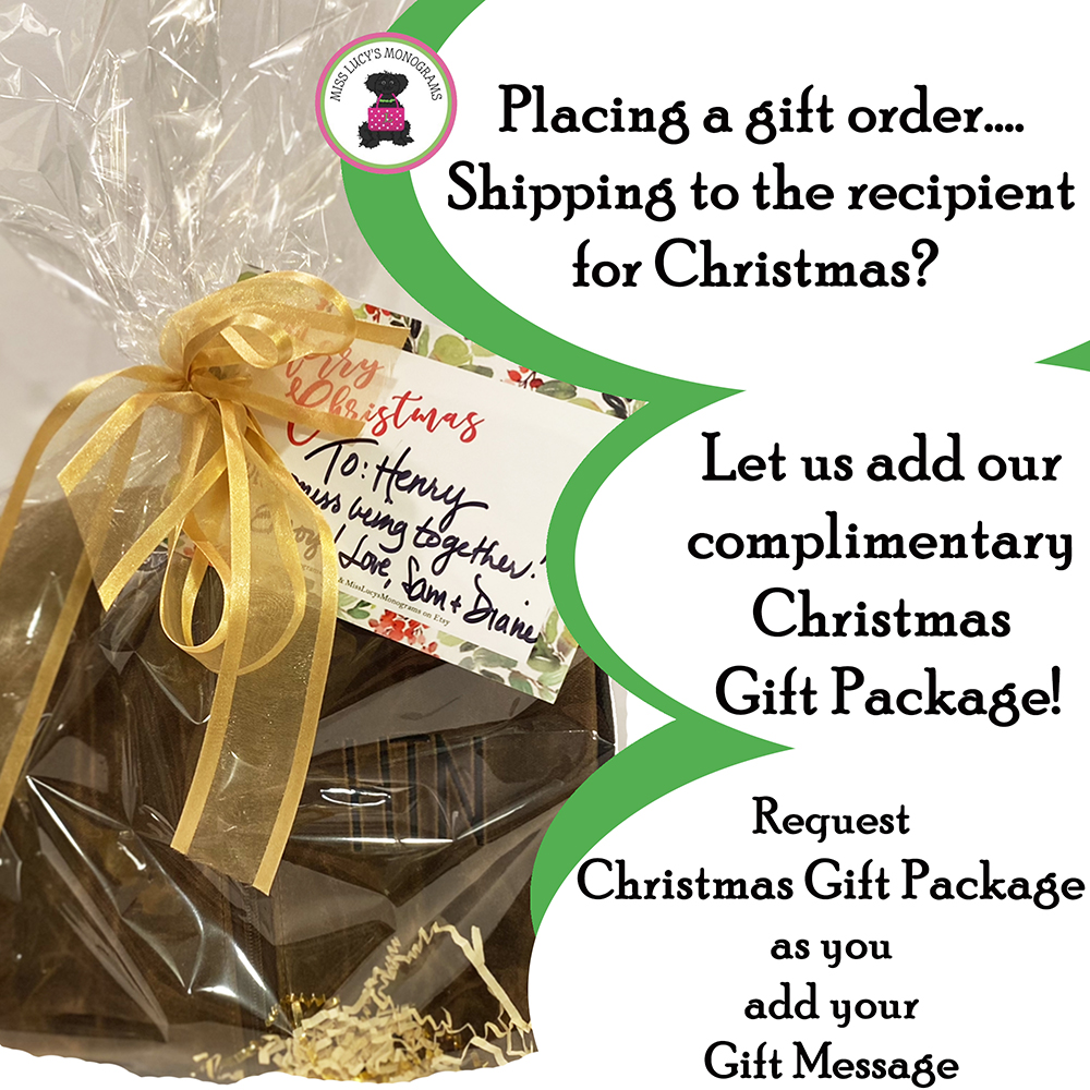 LucysMonograms's tweet photo. Our complimentary GIFT PACKAGING is available now...ship your custom gift ... oh so special!  shop on https://t.co/j1pzZqTtfX  or MissLucysMonograms on Etsy...tell us in the comment box you would like the CHRISTMAS GIFT PACKAGE...add your gift message!
 xoxo, misslucysmonograms https://t.co/oUy64X04mo