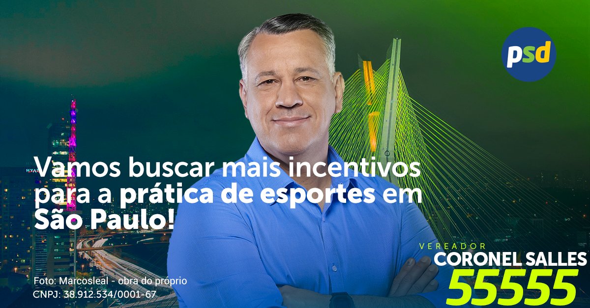 Como vereador, vamos buscar incentivos para promover a parceria entre a prefeitura com organizações sociais para a administração de espaços públicos voltados para o esporte, promovendo essas atividades tão importantes para nós.

Vote com consciência! Vote Coronel Salles 55555!