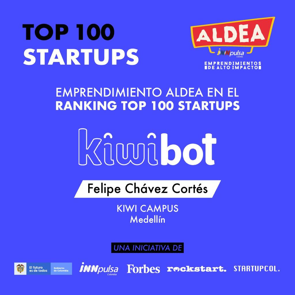 InnpulsaCol's tweet photo. Felipe le apostó al desarrollo, por esta razón @Kiwibot ha realizado más de 100,000 entregas y construido más de 200 robots, lo que nos convierte en la plataforma de entrega de robots número uno a nivel mundial. Felipe hace parte del ranking #Top100Startups🚀. https://t.co/680jhNHexK