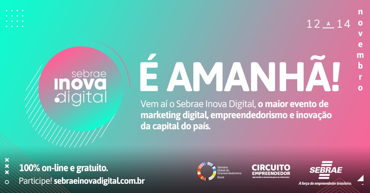 sebraenodf's tweet photo. As nossas atividades começam a partir das 14h, horário de Brasília! 

Esperamos todos vocês nesta caminhada de aprendizado e inovação nos negócios!

Sejam bem-vindos ao #SebraeInovaDigital! 

Acesse: https://t.co/mrD7BHURQU 

#Empreendedorismo #Inovação #MarketingDigital https://t.co/EU8nw5qDAp