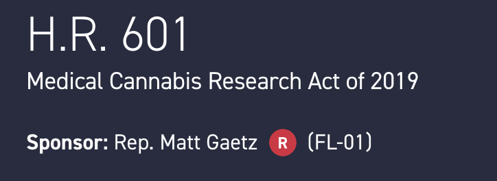 These bills have a lot of support. House bills:  @RepLouCorrea's bill has 105 cosponsors.  @RepMattGaetz's has 12.  @gregsteube's has 19.  @repblumenauer's has 20.Senate:  @DanSullivan_AK and  @SenatorTester's has 9.