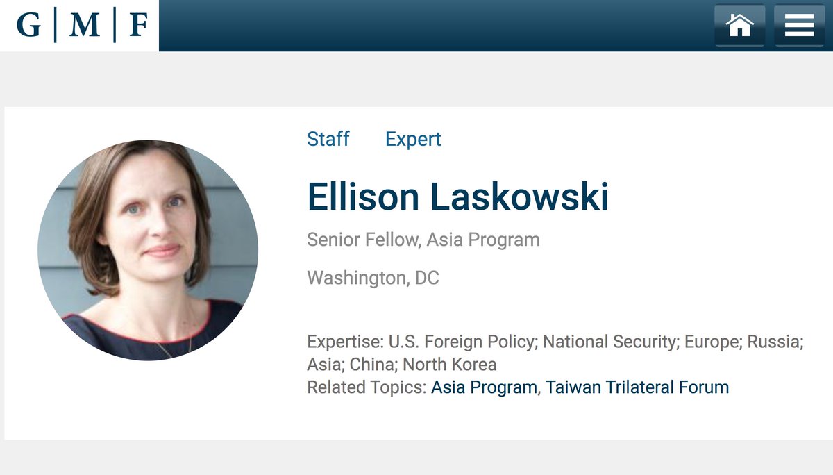 Derek Chollet and Ellison Laskowski are both affiliated with the German Marshall Fund. GMF spent the Trump administration supporting a project called the Alliance For Securing Democracy.Both Chollet and Laskowski are on the State Department group.