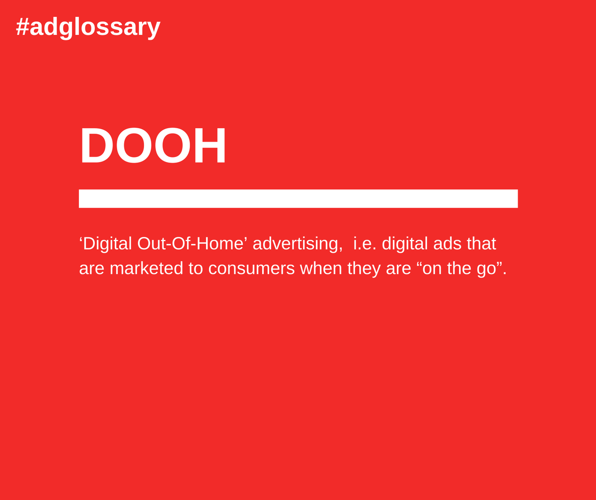 AdsHeads_Ltd's tweet image. #adglossary
Today&apos;s ad term is #DOOH.
No, it&apos;s not some obscene word or an interjection.
This acronym stands for ‘Digital Out-Of-Home’ advertising,  that is, digital ads that are marketed to consumers when they are “on the go”, such as in transit, in commercial locations.