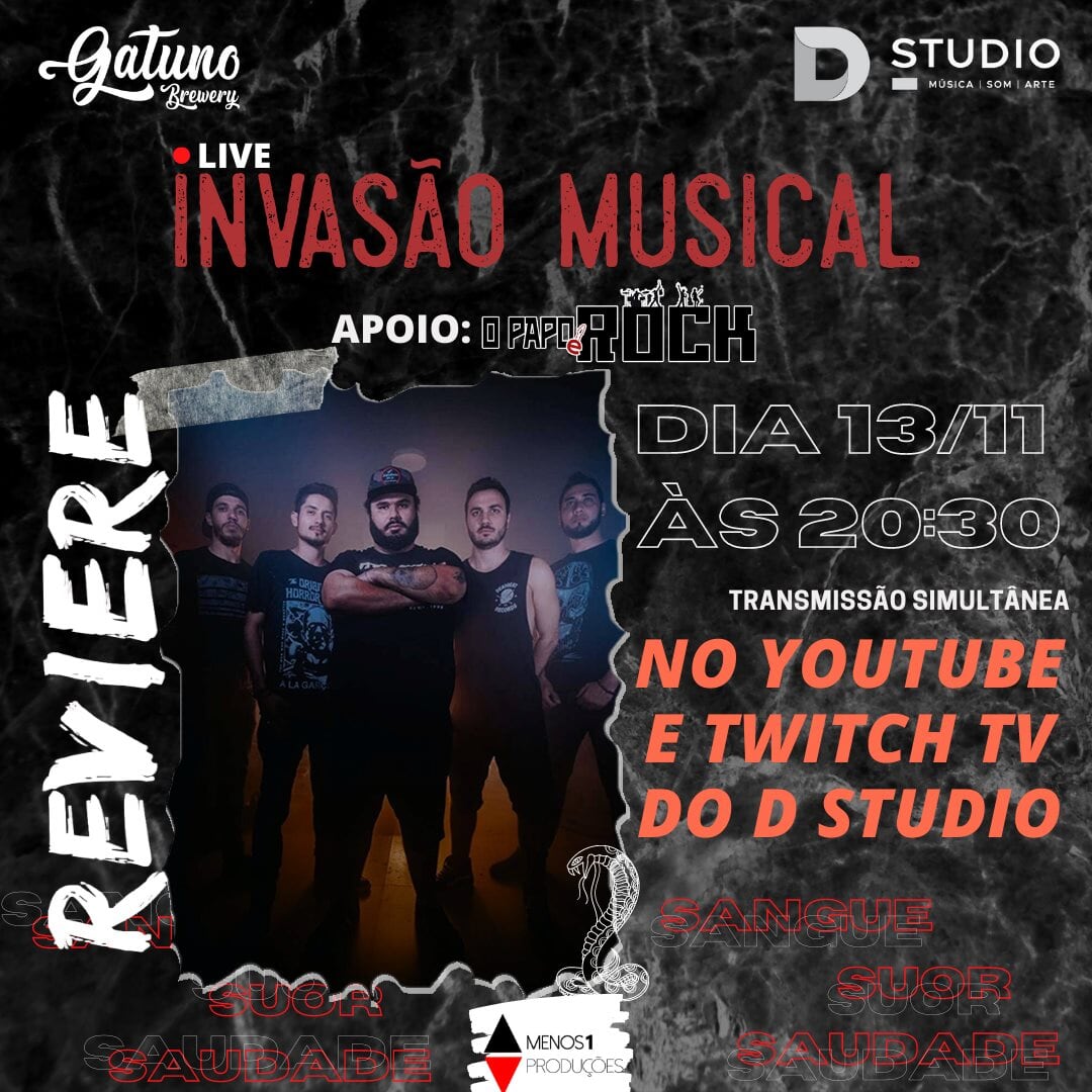 reviereoficial's tweet photo. Salve Galera !! 

Nessa sexta-feira 13 tem Live da Reviere, em parceria com a Menos 1 Produções, D Studio e Cervejaria Gatuno Brewery.
Bora ??? https://t.co/C32qxgpa8M