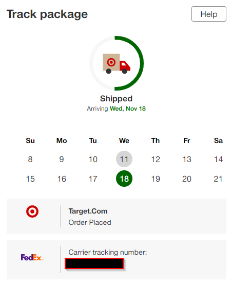 RutherfordAtlas's tweet photo. @AskTarget Finally got shipping confirm. on my PS5 preorder. How does this still say Nov 18? Using slow shipping, you knew A WEEK AGO these were delayed and should have told us. Shipping so late, you were obligated to use OVERNIGHT FedEx but didn't. Why'd I even order from you? https://t.co/eIRUmkt3i8