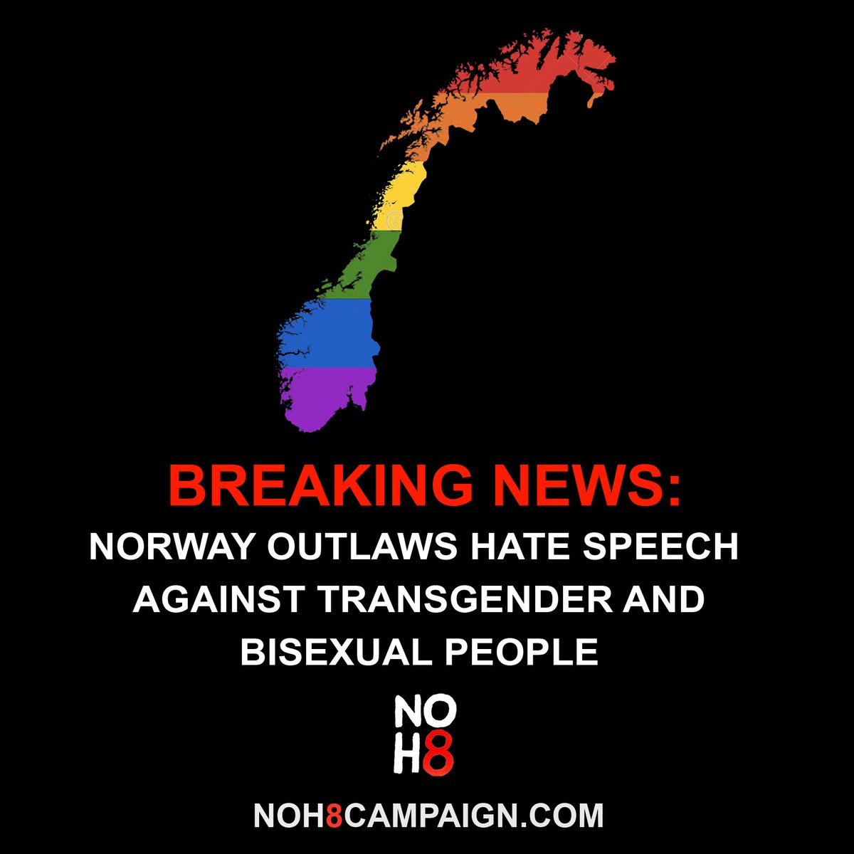 BREAKING: Norway outlaws hate speech against transgender and bisexual people #NOH8
