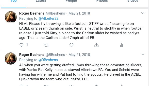 RBeshens's tweet photo. Here's how Trevor Bauer throw's his slider. I told him and Al Leiter how to throw it and at the 2018 All Star Break he show's it
He showed Leiter the same Grip, Tilt and Wrist action of Andrew Millers slider. Andrew must have got a laugh
#cyyoung #BauerForCy2020 #MLB #Cincinnati https://t.co/lPPTET9e7f