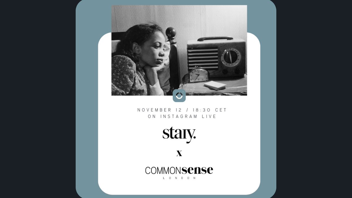 CommonSense_ldn's tweet photo. Join us<12/11 for an IG Live w/@Staiy_official, the Berlin-based sustainable fashion marketplace merging aesthetics, sustainability, &amp; AI-tech. 

We'll be talking all things #commonsense, conscious candles, &amp; sustainable luxury. 

Connect on IG @Commonsenselondon to tune in. https://t.co/OP4OLfTwdT