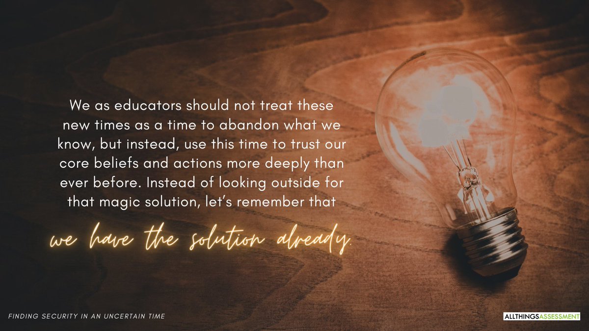 SolutionTree's tweet photo. How are you handling these uncertain times? 

Jadi Miller says all the strength and knowledge we need already lives inside us. It's as simple as focusing on the basics. 
Read more of her blog at https://t.co/6s8MSaNlzt.

#ATAssessment @JadiMiller https://t.co/cNK1khxl2j