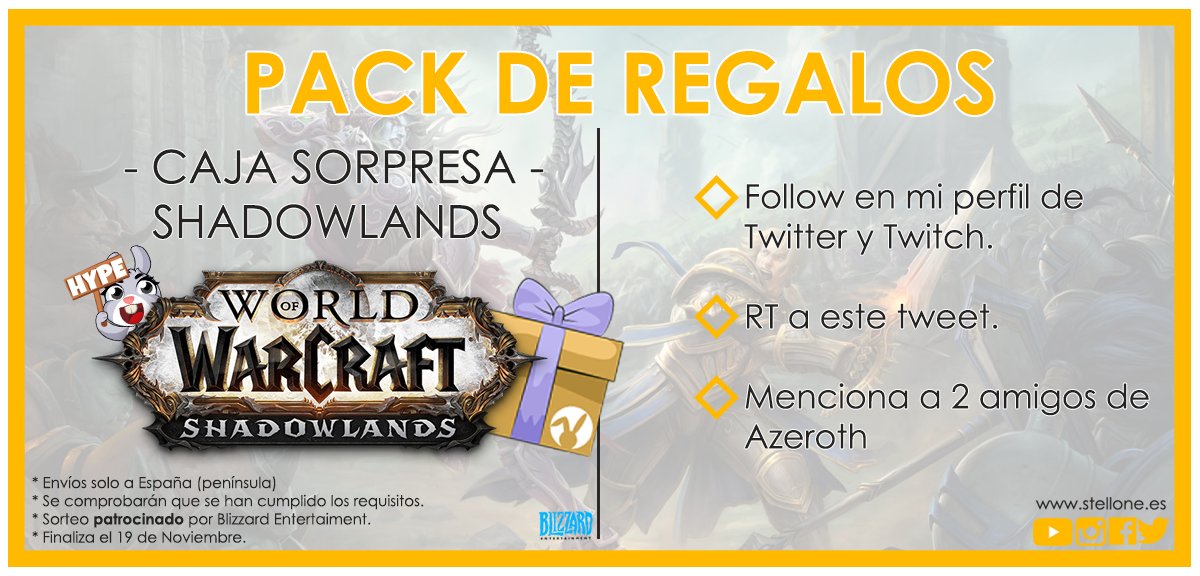 Becka_ds's tweet photo. ¡NUEVO SORTEAZO!

Pack de productos oficiales de Blizzard por el lanzamiento de #Shadowlands.

✅Follow @StelloneTM y https://t.co/JVjHkLXZcJ
🔁RT a este tweet.
🧙Menciona a 2 amigos de Azeroth.

Finaliza el 19 de Noviembre. Sólo península. https://t.co/03mqubH0fC