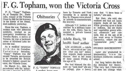 29. Toppy Topham died of a simple heart attack in 1974.