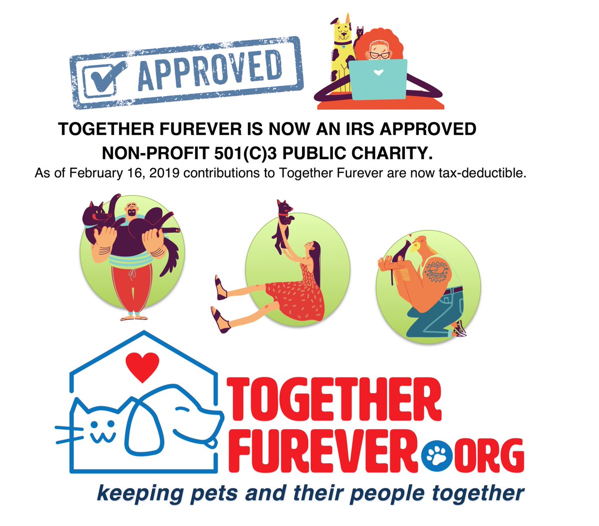 2gether_furever's tweet photo. We are proud to share with you that Together Furever is now an IRS approved non-profit 501(c)3 public charity. As of February 16, 2019 all contributions are now tax-deductible. 
#togetherfureverdc #pawitforward #pawitforwardfoodfund #keepingpetsandtheirpeopletogether #dcpetcare https://t.co/cbiWxibqsZ