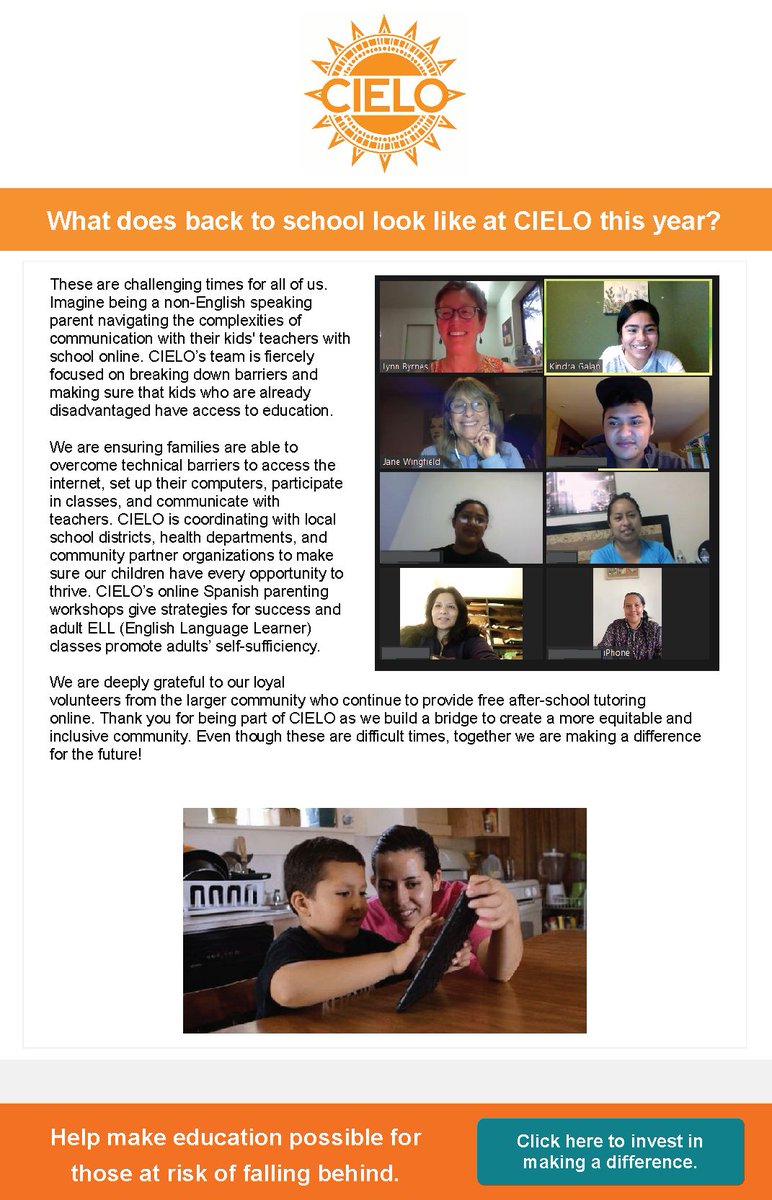 We did not waste any time in adjusting and making access to education a priority!

cieloprograms.org

#community #selfsufficiency #leadership
#comunidad #autosuficiencia #liderazgo

#volunteeringmatters #weloveourvolunteers #backtoschool2020 #learnfromhome #learningeveryday