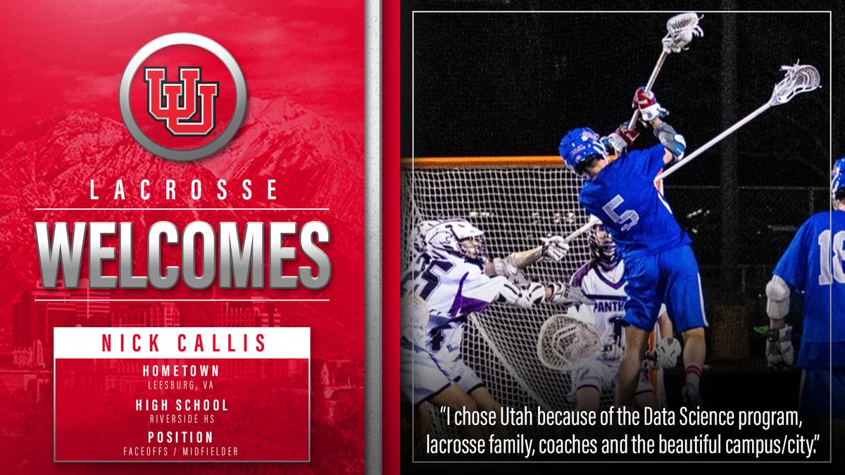 Coming to the 801 from the Old Dominion State, we welcome <a href="/CallisNick/">Nick Callis</a> to the Utah Lacrosse family! 🙌🥍

#GoUtes x #NLISigningDay