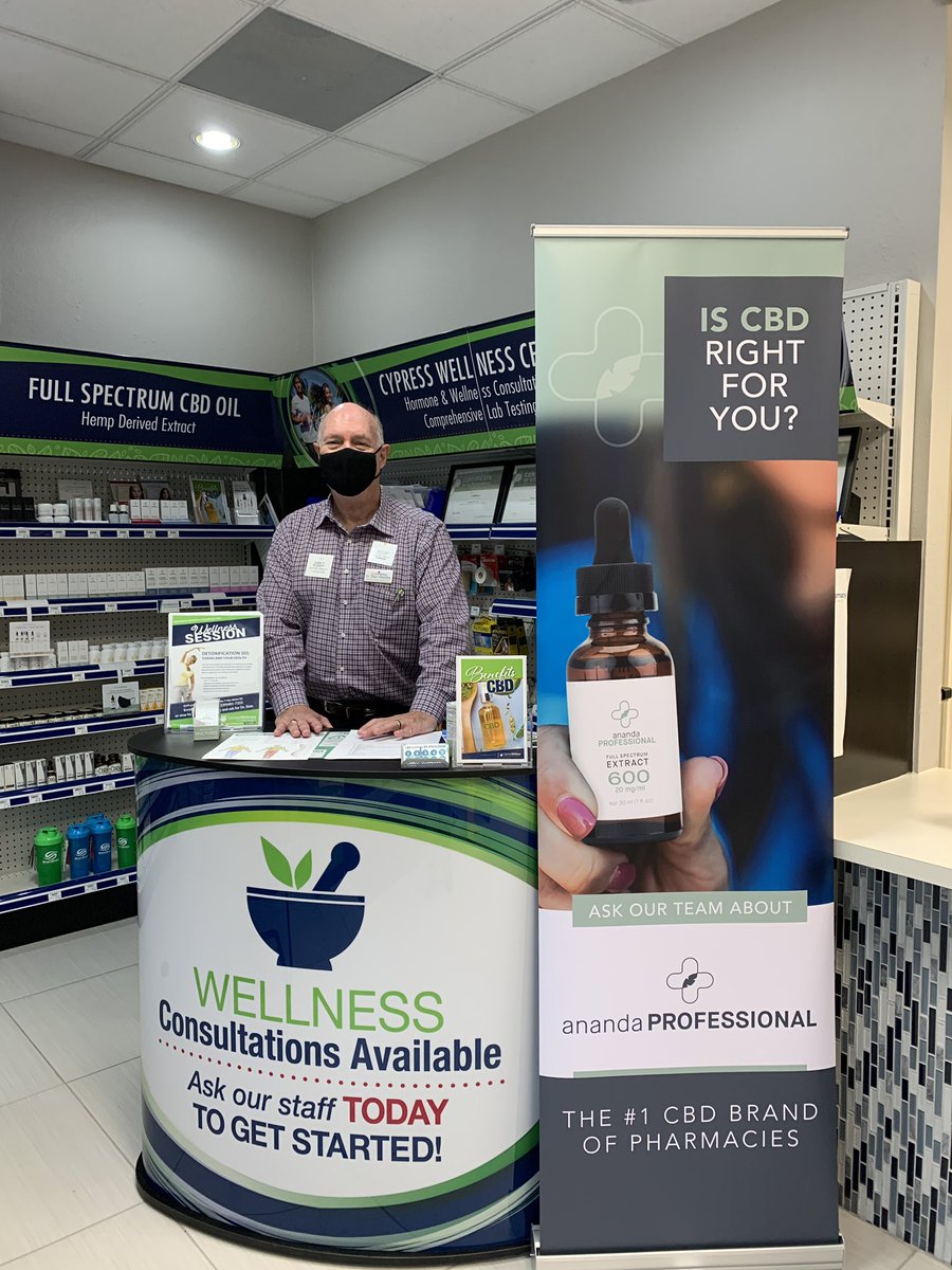 CypressRx's tweet photo. Stop in to see Dr. Stan, our #CBD expert! With over 25 years of experience in #naturalhealth, he can help you find the right @AnandaProfess products for your unique needs. 

#cbdexpert #cbdhemp #cbdproducts #cbdoil #farmtopharmacy #anandaprofessional #fortmyers #leecounty #SWFL https://t.co/a44uGQpXFK