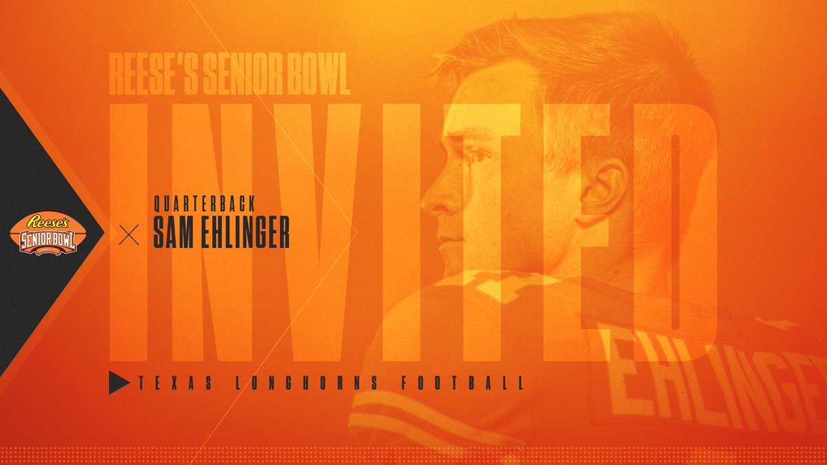 TexasFootball's tweet photo. Sam Ehlinger has been officially invited to participate in the Reese’s Senior Bowl. https://t.co/q01pkT4bFo