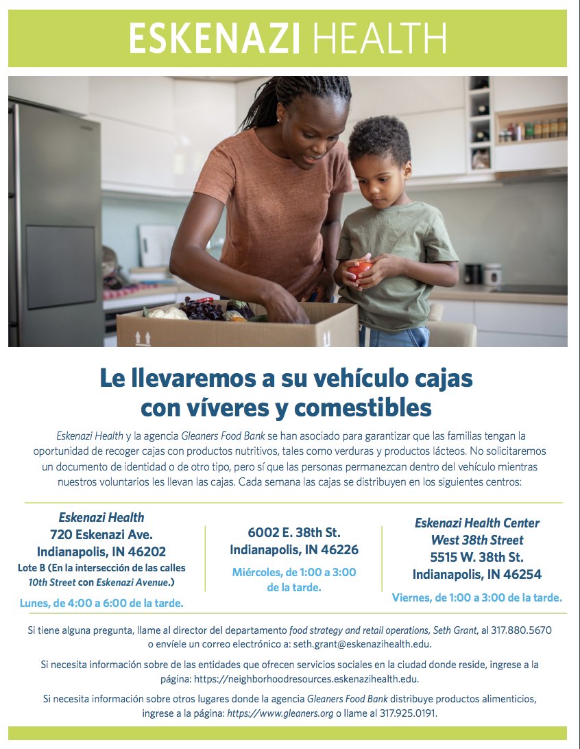 IndyFoodPolicy's tweet photo. Check out these three different food pick up locations around Indy! These food pick ups are being sponsored by Eskenazi Health Center and Gleaners Food Bank. https://t.co/QtVABVkGvB
