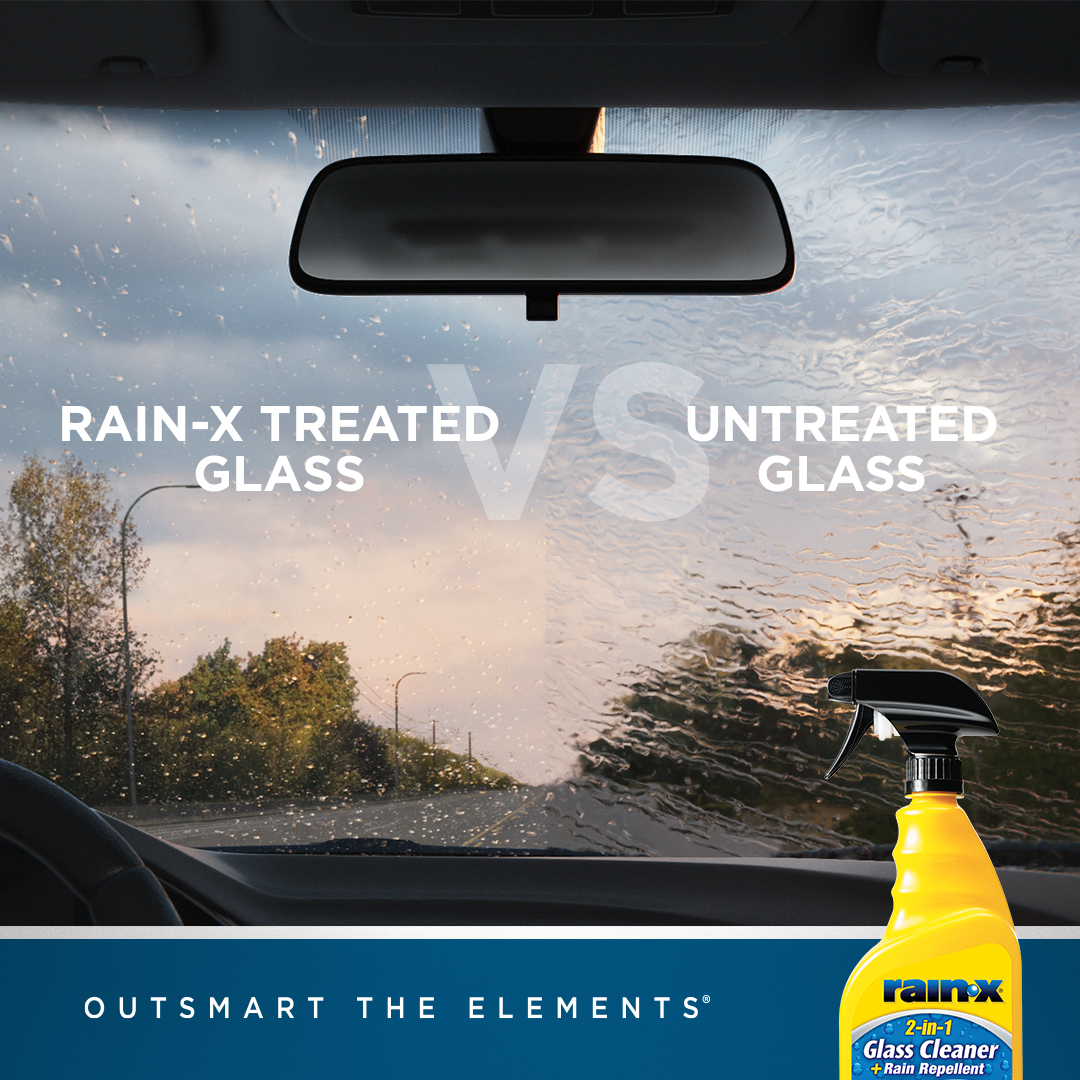 Official Rain-X on X: The difference is crystal clear. Instantly improve  your driving visibility in rain, sleet and snow with Rain-X 2-in-1 Glass  Cleaner and Rain Repellent. Tag us in your posts