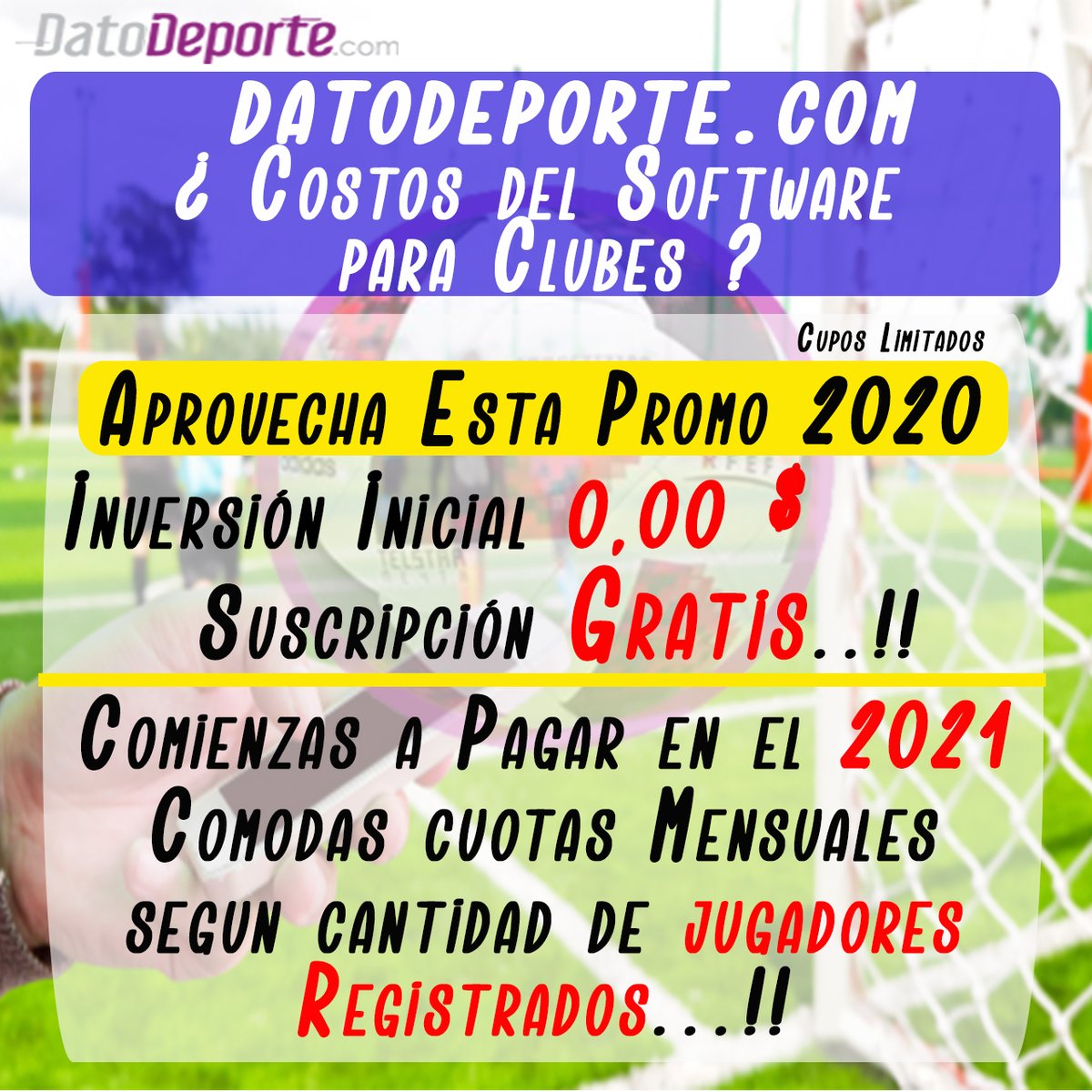 datodeporteBnas's tweet photo. Hablemos de Costos de esta Plataforma || Aprovecha que estamos todavía con nuestra PROMO || Suscripción GRATIS || Pagas a partir del 2021 mensualidades según Jugadores Registrados || Suscribete Ya..!! https://t.co/kXwN6aCLVE