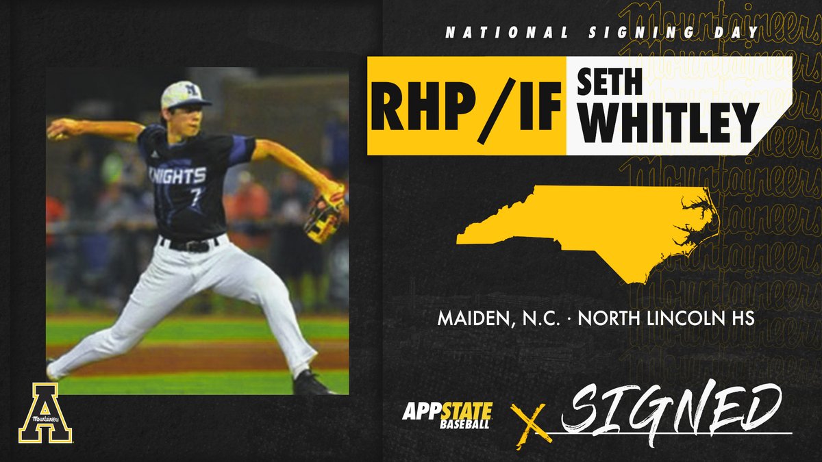 Welcome to the #AppStateFamily, a new ✍🏻 in Seth Whitley, a right-handed pitcher and infielder from North Lincoln HS and Maiden, N.C. 

Congrats, Seth!