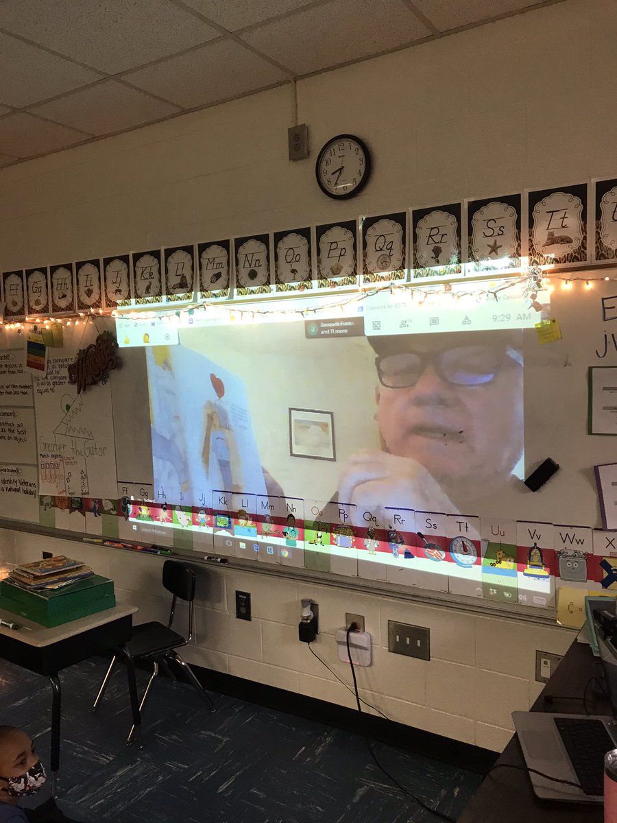 KAllenKinder's tweet photo. My kinders loved Video Chat with a Veteran! We got to meet a veteran, read a story, and ask and answer questions about his service and the holiday! @ARES_HCS @SocialSt_HCS https://t.co/nRFXf1YG9l