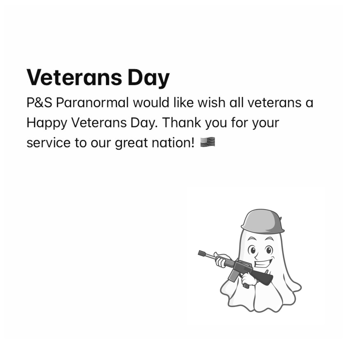 pandsparanormal's tweet photo. Happy Veterans Day to our amazing vets! 🇺🇸🇺🇸🇺🇸 #VeteransDay #VeteransDay2020 #ThankYouForYourService #America https://t.co/NOJvSkfhvQ