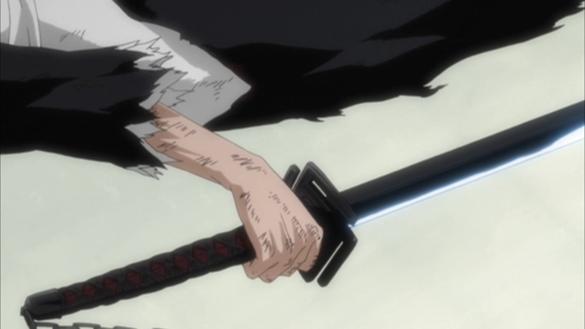 So he continues the relentless onslaught, eyes on Ichigo's grip with every attack. If he were to drop it and submit, the pain would end swiftly. That would be the logical course. The sword he wields is little more than a feather to this foe. Yet still he wields it.
