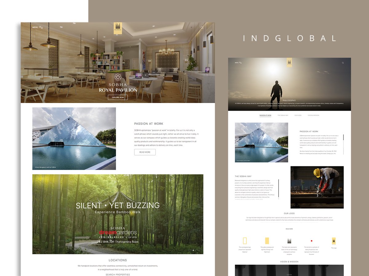 Indglobal's tweet photo. IndGlobal Digital Private Limited is privileged to announce the launch of a real estate brand website development for Sobha. Launching this novel platform will help Residential, Commercial, Manufacturing & Contracting.
Visit: https://t.co/K6m8L2daIl
#indglobal #webdesign #webs https://t.co/C0nQtneNfe