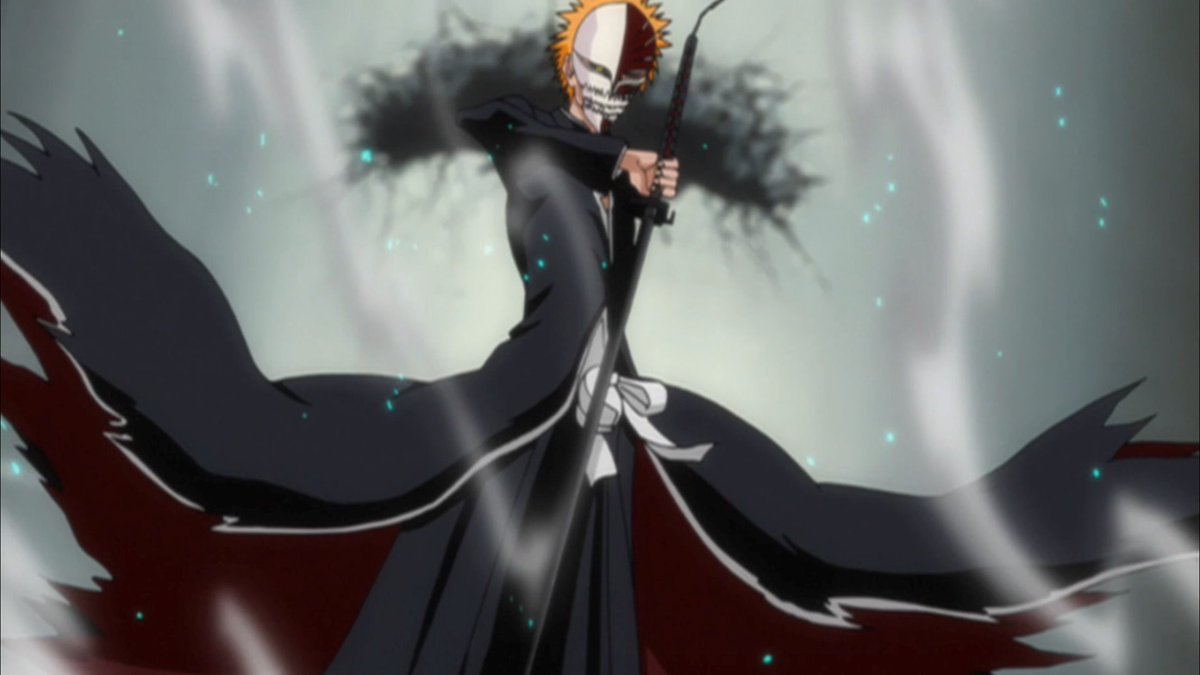 maintained the position of power in their battle, for both Ichigo and the audience know he still has a Resurrection he's yet to use. Making Ichigo play his best hand first lends itself well to Ulquiorra's goal of showing the disparity in power between them. So he leads Ichigo up.