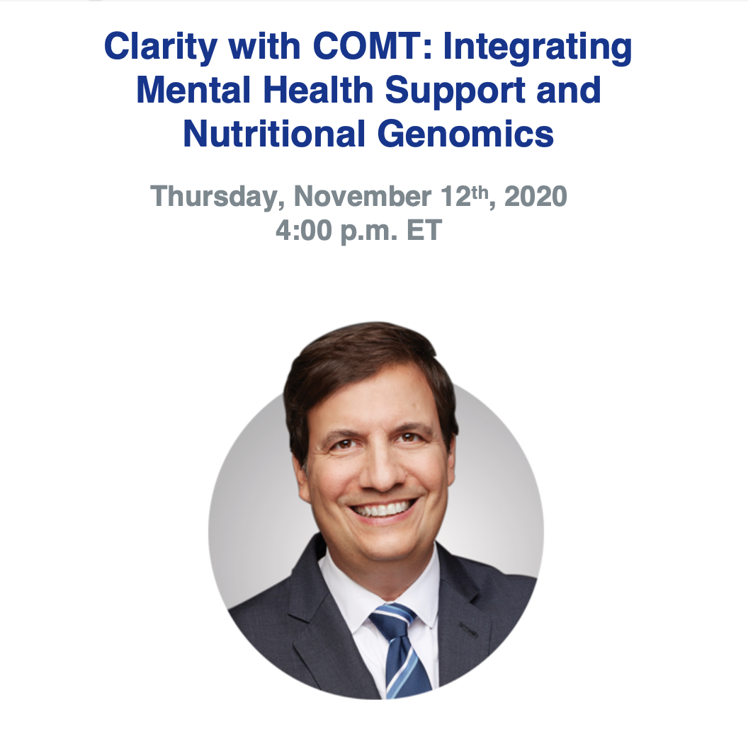 drbongiorno's tweet photo. My next lecture: Clarity with COMT: Integrating Mental Health Support and Nutritional Genomics #nutrigenomics #comt #Methylation #geneticpower https://t.co/8KbYBlaTT2 https://t.co/QyuaU74Zym