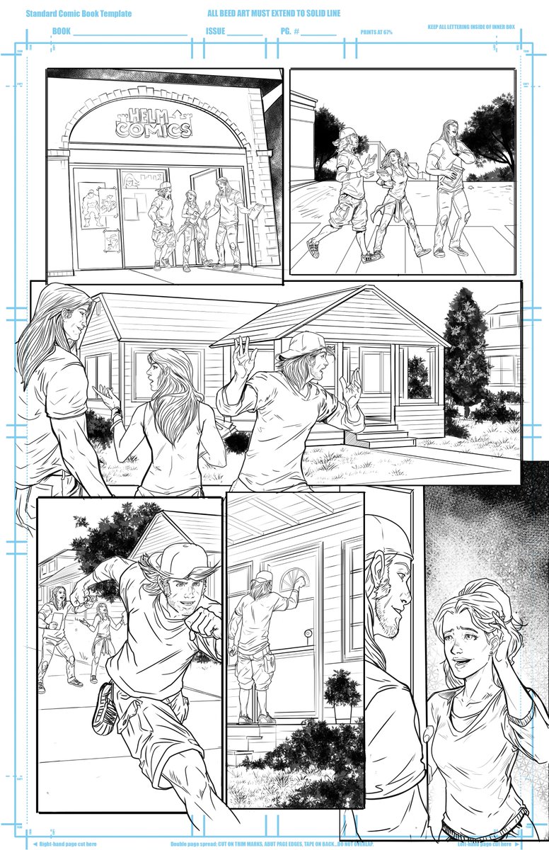 PanelsGutters's tweet photo. The progress on the first 3 #AlienNation #0 pages. These are still not final versions of the linework & inks (minor details are already being changed). Blame Spike, Mau, and Rocko. #PanelsAndGutters #IndieComics #JustComics #MakingComics https://t.co/IsnI4ReaBq