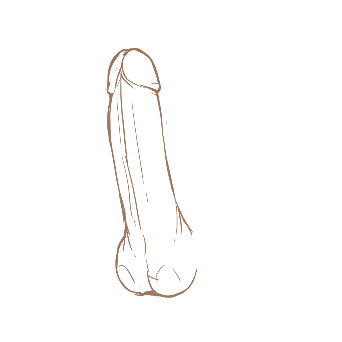 Langsung meluncur aja kita!Sesi 1: Membuat Titit1. Bikin sketchnya dulu. Gausah rapih, yang penting jelas bagiannya.Garis tengah imajiner itu acuan buat belahan kantong, bagian bawah kepala titit dan ngebelah rata bagian bawah batang yang agak menonjol.