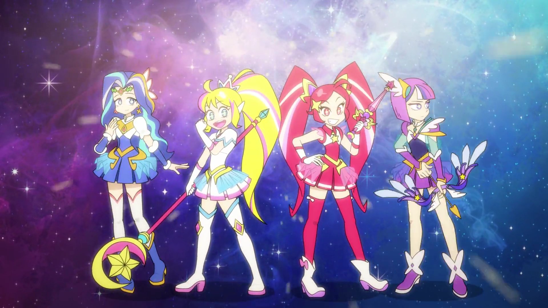 守護妖精ミシェル18周年 韓国アニメ応援アカウント 21年放送予定の新作魔法少女アニメ 큐비스타 キュービスター 多分韓国アニメ Pv観てると おそらくこの茶髪ポニテちゃんが主人公なのだろうと観てたら 白 黄色の子に変身した 主役ピンクじゃ