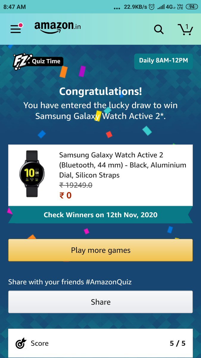 sudhakarreddy_t's tweet image. #AmazonQuiz, @amazonIN