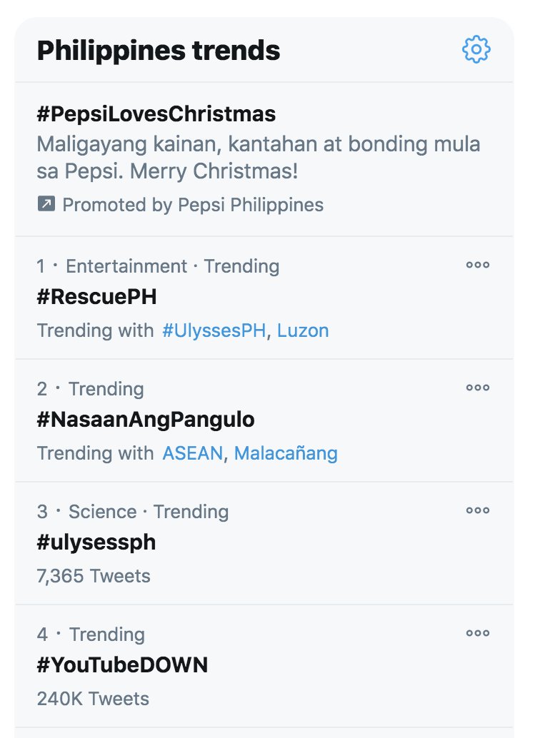 rapplerdotcom's tweet photo. The hashtag #NasaanAngPangulo trending on Twitter amid Typhoon #UlyssesPH. 

President Rodrigo Duterte is currently in Malacañang Golf Clubhouse where, earlier, he attended the ASEAN Summit through video conference. | via @piaranada https://t.co/iARj2FHEsX