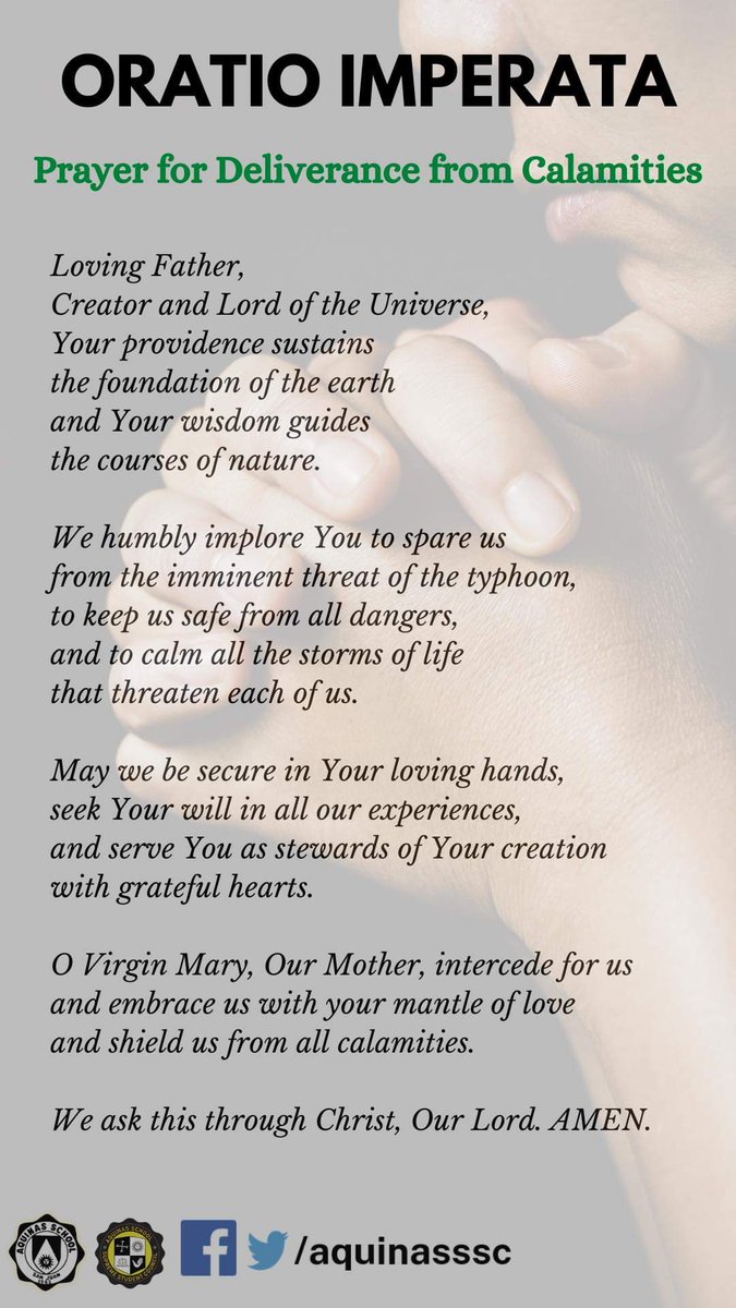 aquinasssc's tweet photo. Good day, Aquinians. We are inviting everyone to be hand in hand as we offer the Oratio Imperata. Stay safe, everyone. https://t.co/VIVhc4aPv4