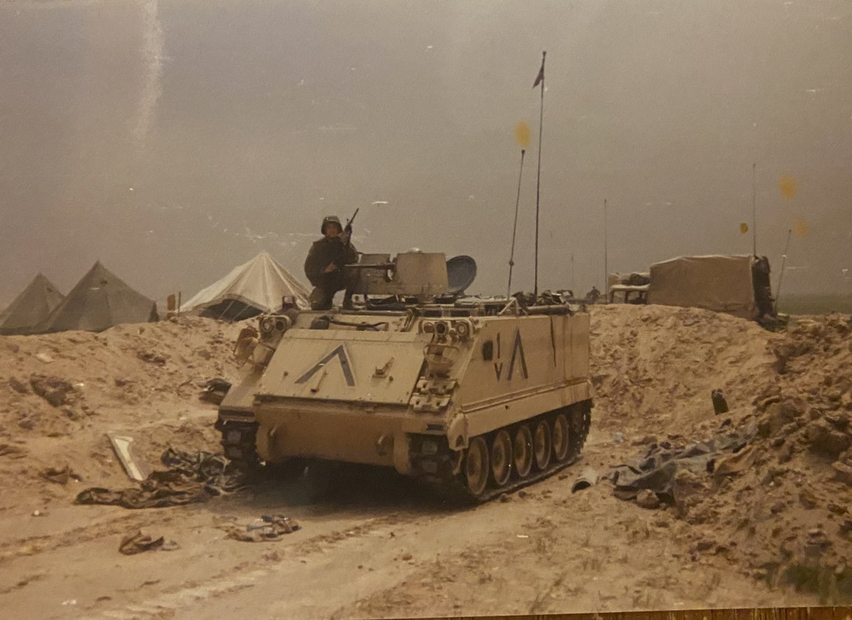Just a kid, with his M-16, on an M113, in the middle of the desert. #DesertShield #DesertStorm #OldIronsides #HappyVeteransDay2020