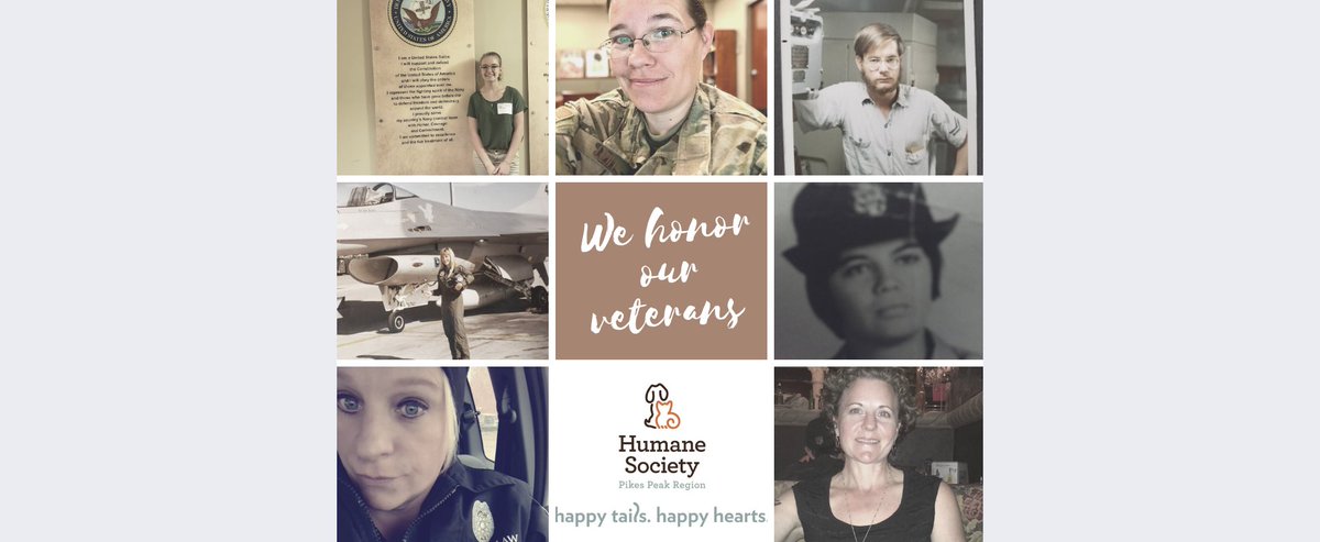 HSPPR's tweet photo. Happy #VeteransDay, to all the veterans of our community! Today, we honor those veterans in our #HSPPR family. Thank you all for your service to our country and your continued service to our precious pets! #Heroes https://t.co/GgH8WD4ivD