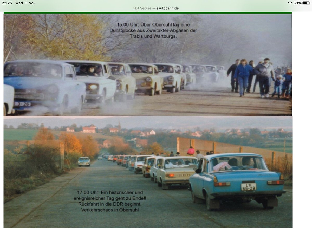 18/ The East Germans were given welcome money by their Western counterparts and even on a Sunday as it was, the local shops were open and there was a lot of spending. Eventually they made their way back to the DDR & the traffic stretched back 1 kilometre in Obersuhl.