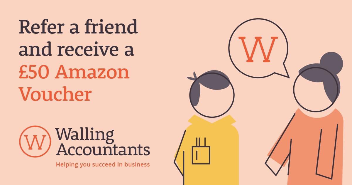 Refer a friend to us and you’ll receive a £50 Amazon voucher. 

For more information contact Ian on 01772 920111 or ian@wallingaccountants.co.uk

#helpingyousucceedinbusiness #business #accountant #Lancashire