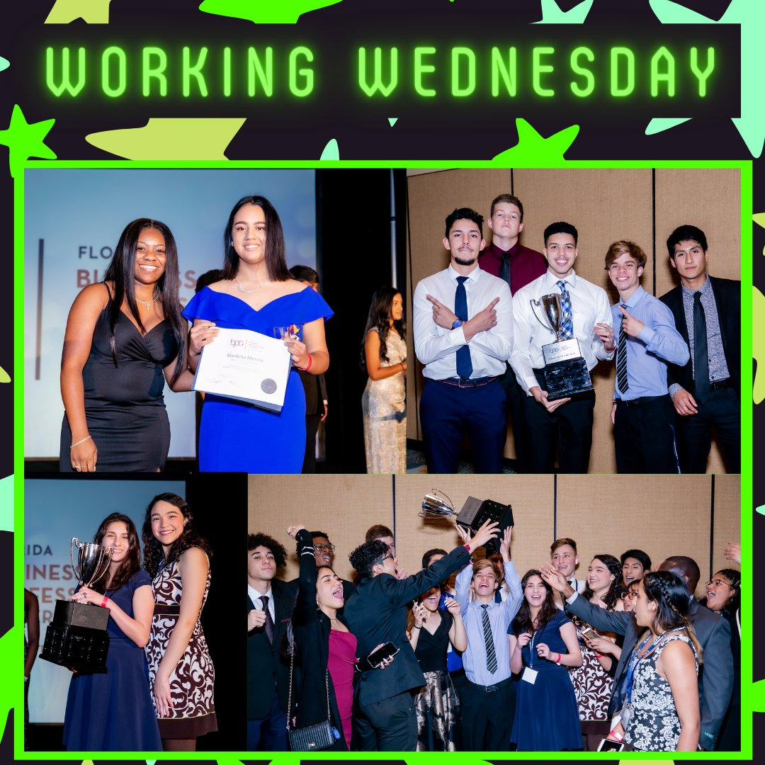 floridabpa's tweet photo. Hard work pays off! It's Working Wednesday! Check out some of last year's SLC winners!
#bpaallday #flbpa #WorkingWednesday https://t.co/5lZDAtWYAX