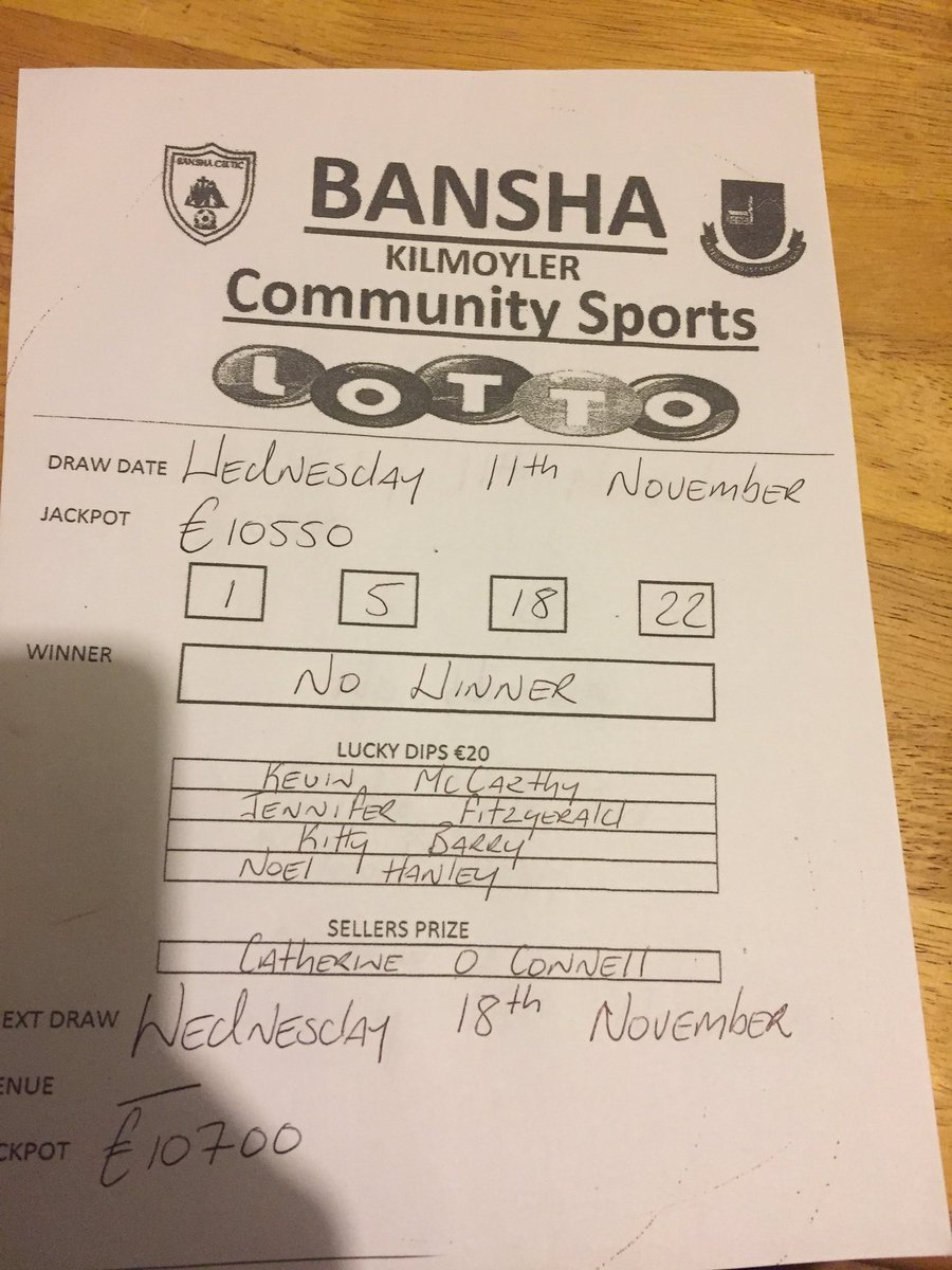 Tonight’s lotto results...
No winner... congrats to all lucky dip winners... next draw takes place Wednesday 18th November