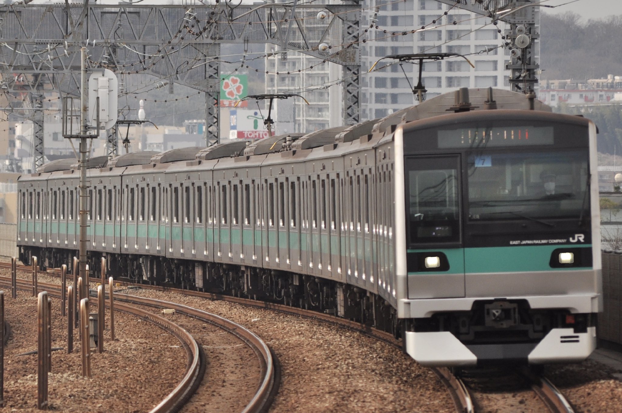 HD) 桜と中央線 E233系快速電車 (Sakura blossoms and rapid