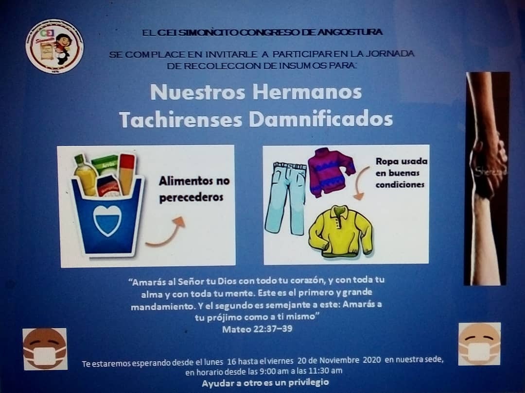 Esperando contar con su solidaridad <a href="/charlychaves/">Charly Rojas Chaves</a> @MPPEDUCACION @ZonaEducTachira <a href="/NicolasMaduro/">Nicolás Maduro</a> @psuvaristobulo <a href="/Div_Ini_Pri_Esp/">Divi. de Niños y Niñas ZET</a>