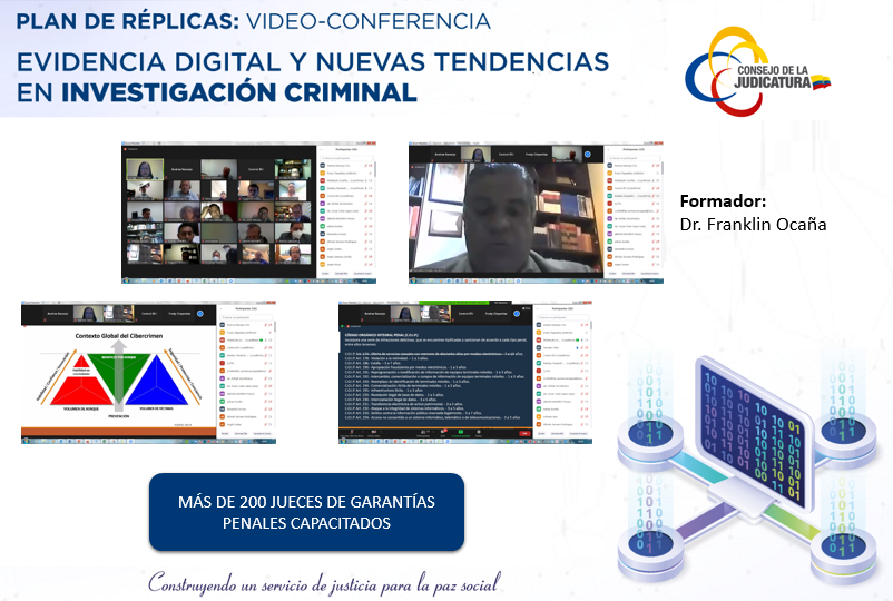 EscuelaCJec's tweet photo. #Ahora 📚 Continuamos fortaleciendo los conocimientos de los servidores judiciales del país. En esta ocasión capacitamos a Jueces de Garantías Penales con la Video Conferencia "Evidencia Digital y Nuevas Tendencias de Investigación Criminal" ⤵ https://t.co/oNwKF2CfAo