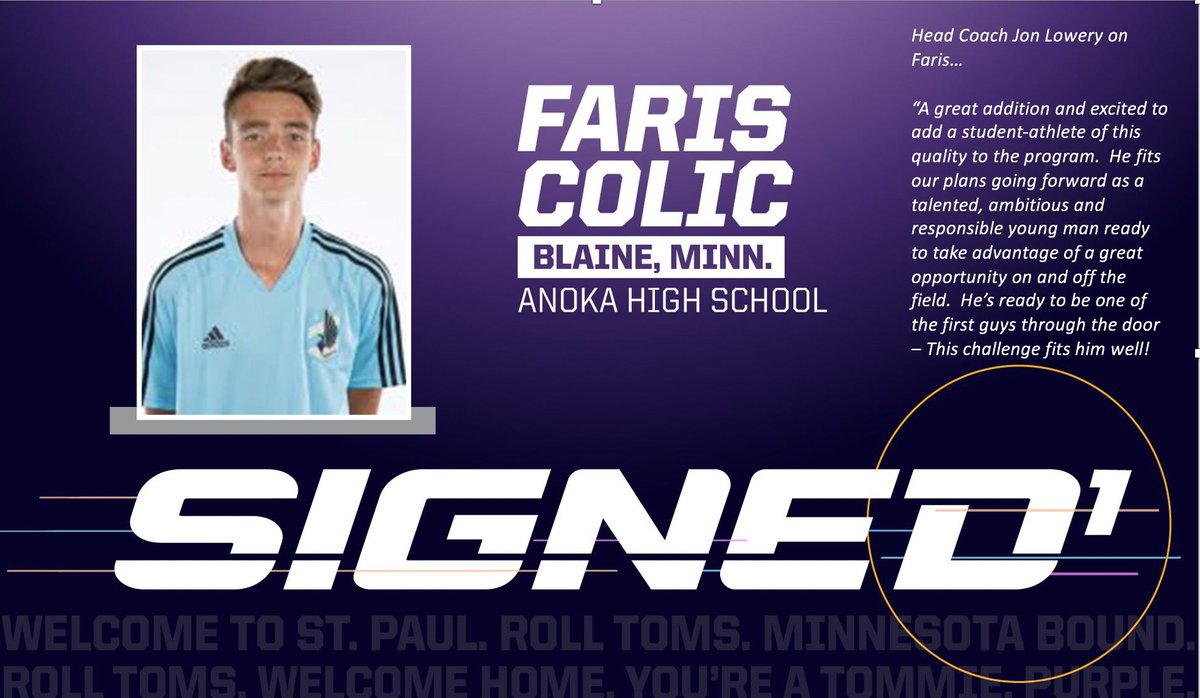 TommieMSoccer's tweet photo. Welcome Faris!  #NLISigningDay #RollToms https://t.co/E4G9GCHmSq