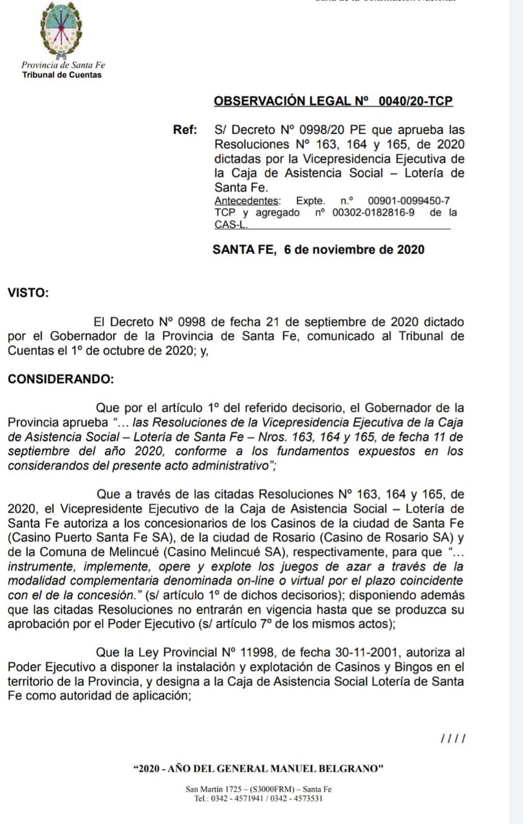 ocherep's tweet photo. El Tribunal de Cuentas objetó por Unanimidad el decreto de #LoteriadeSantaFe y @omarperotti que les otorga el negocio del #Juegoonline x 15 años a los operadores de los casinos santafesinos
Mañana en @recsantafe #RECSANTAFE
Otro silencio nos espera https://t.co/2Ez7zPuMr6
